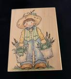 Penny Black houten stempel-Nieuw- Frog farming- Jongetje., Hobby en Vrije tijd, Ophalen of Verzenden, Nieuw, Houten stempel