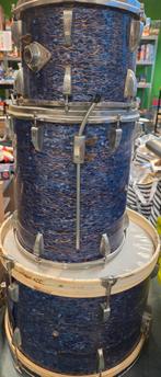 Vintage Drumstel - Blauw, Muziek en Instrumenten, Drumstellen en Slagwerk, Ophalen, Gebruikt, Overige merken