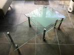 Set van 2 glazen tafels met chromen poten, Gebruikt, Rechthoekig, Ophalen