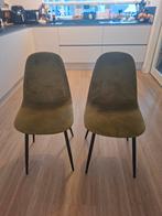 2 groene velvet eetkamerstoelen, Huis en Inrichting, Stoelen, Ophalen