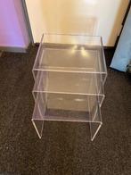 Vintage plexiglas bijzettafels nesting, Gebruikt, Ophalen, 45 tot 60 cm, Minder dan 55 cm