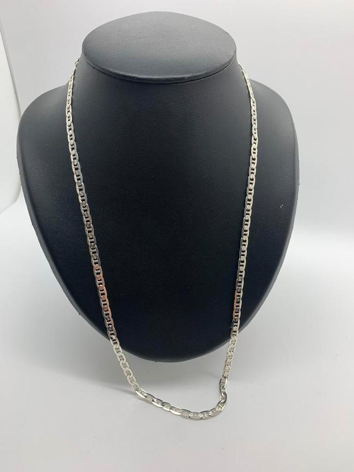 Z247 Prachtige zilveren schakel ketting 65 cm, Sieraden, Tassen en Uiterlijk, Kettingen, Zilver, Zilver, Ophalen of Verzenden