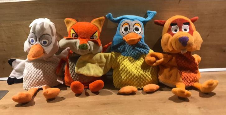 Fabeltjeskrant vierdelig handpoppenset, Hobby en Vrije tijd, Feestartikelen, Versiering, Ophalen of Verzenden