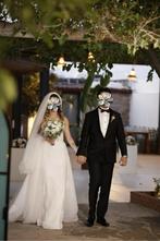 Italiaanse trouwjurk met afneembare sleep, Ophalen of Verzenden, Zo goed als nieuw, Wit, Trouwjurk