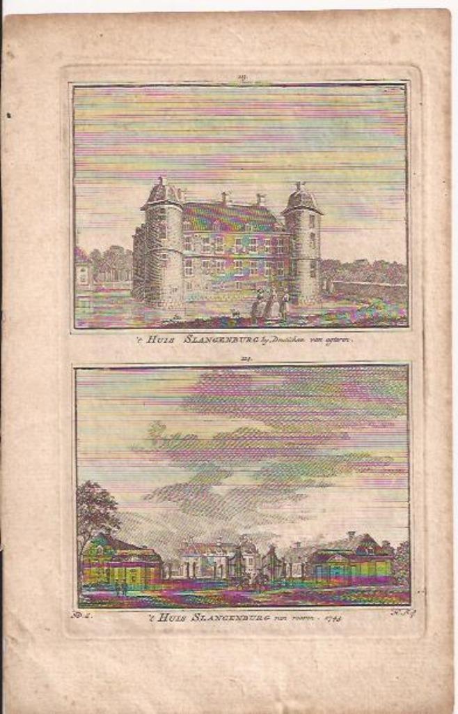 't Huis Slangenburg bij Doetinchem Spilman 1743, Antiek en Kunst, Kunst | Etsen en Gravures, Ophalen of Verzenden