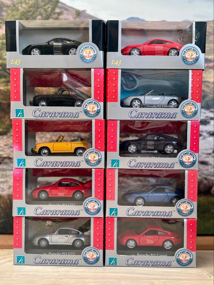 9x Cararama Porsche 911 GT2, 356 Modelauto’s - 1:43, Hobby en Vrije tijd, Modelauto's | 1:43, Zo goed als nieuw, Auto, Overige merken
