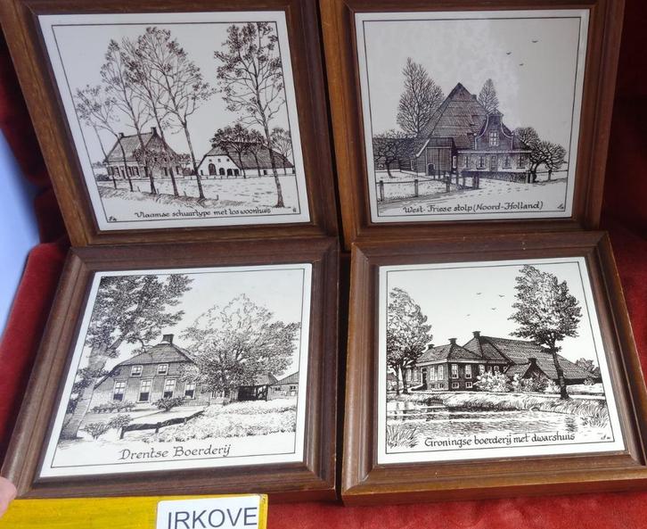 BOERDERIJ TEGELS * In Houten Kader *, Antiek en Kunst, Antiek | Wandborden en Tegels, Verzenden