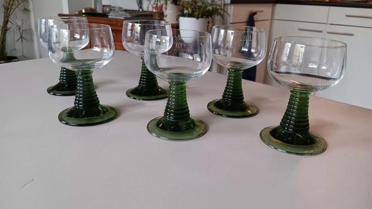 6 kleine rijnglazen, Verzamelen, Glas en Borrelglaasjes, Zo goed als nieuw, Overige typen, Ophalen of Verzenden