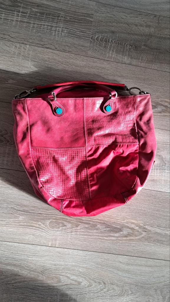Vintage Rode Leren Handtas - Gabs, Sieraden, Tassen en Uiterlijk, Tassen | Damestassen, Gebruikt, Handtas, Rood, Ophalen of Verzenden