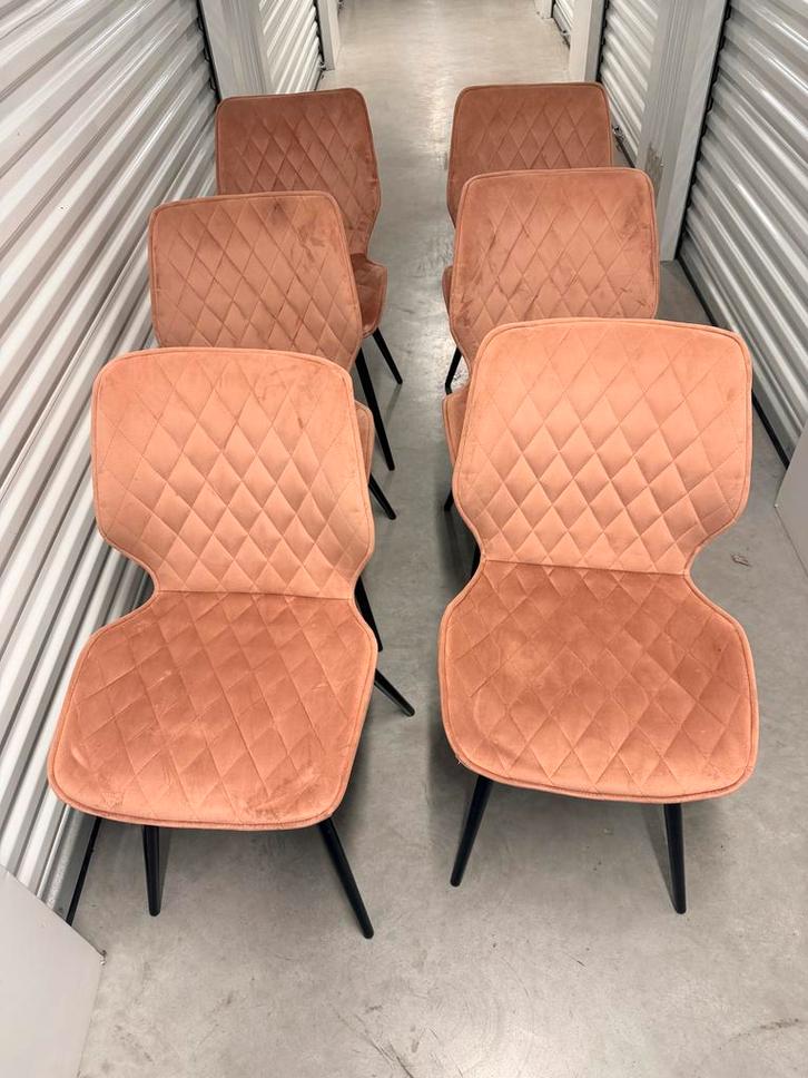 6 Roze Marieke Eetkamerstoelen - Nette Staat!, Huis en Inrichting, Stoelen, Gebruikt, Vijf, Zes of meer stoelen, Stof, Overige kleuren