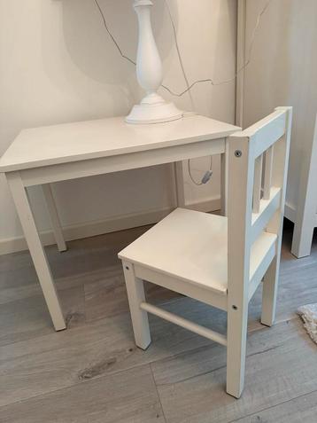 Kindertafel met Stoeltje - Wit Hout beschikbaar voor biedingen