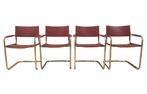 Set(4) Mart Stam Bauhaus MG5 sledestoelen, goudglans messing, Ophalen, Gebruikt, Bauhaus, Overige kleuren