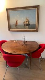 Antieke eiken eettafel 130 doorsnee, Huis en Inrichting, Tafels | Eettafels, Ophalen, Zo goed als nieuw, Rond, 100 tot 150 cm