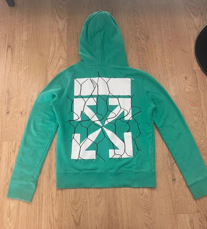Originele Off-White hoodie groen logo Virgil Abloh, Kleding | Heren, Truien en Vesten, Zo goed als nieuw, Maat 46 (S) of kleiner