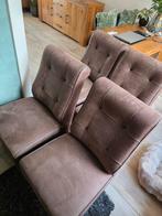 4 x bruine eetkamerstoelen met wieltjes, Ophalen, Gebruikt, Bruin, Landelijk