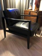 Eleonora Fauteuil Olaf Leder zwart 77 x 68 x 78, Ophalen, Zo goed als nieuw, Hout, 75 tot 100 cm