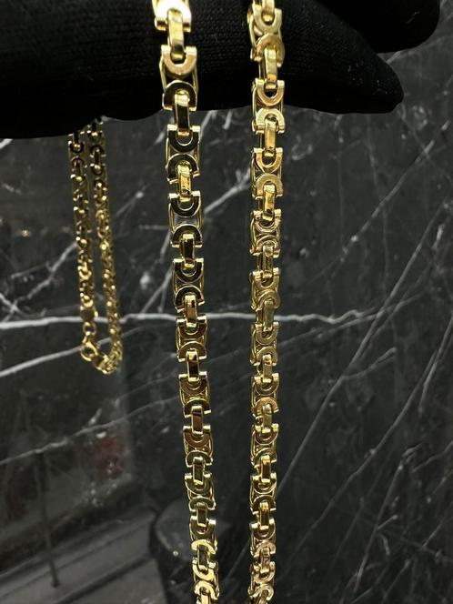 Prachtige 14k gouden platte koningsketting | ITALY, Sieraden, Tassen en Uiterlijk, Kettingen, Nieuw, Goud, Ophalen of Verzenden