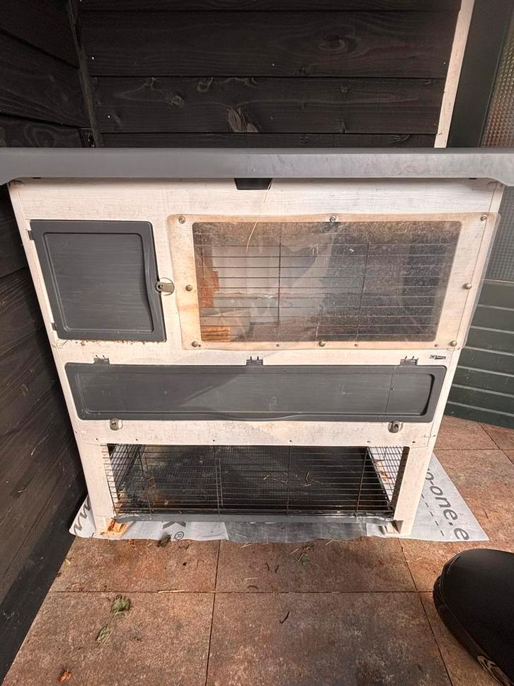 Konijnenhok met toebehoren, Dieren en Toebehoren, Knaagdieren en Konijnen | Hokken en Kooien, Gebruikt, Hok, 90 cm of meer, 110 cm of meer