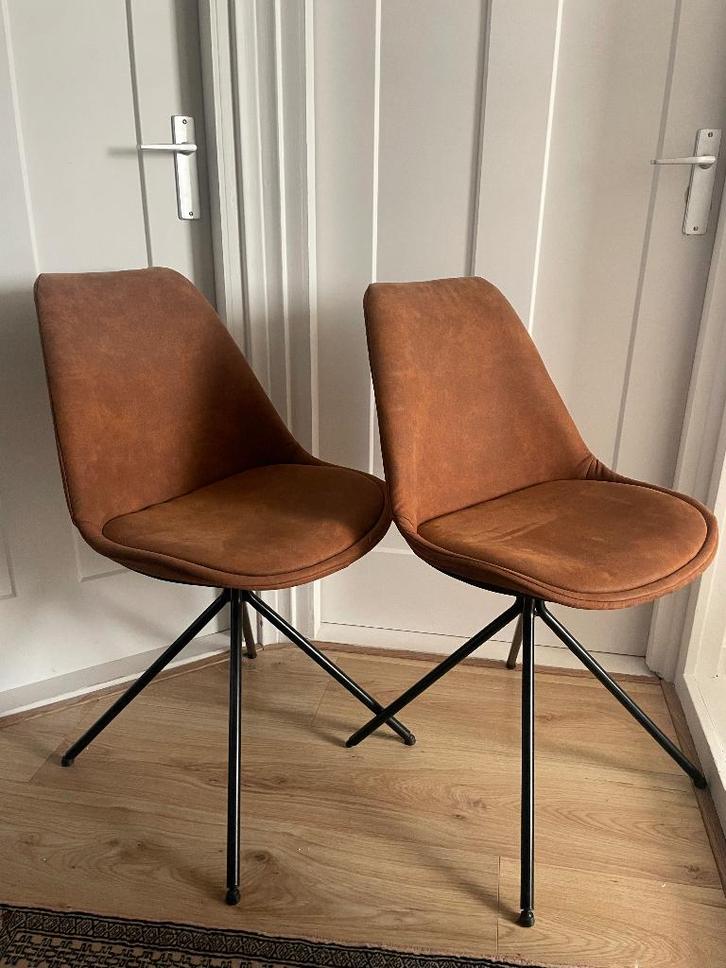 2 eetkamerstoelen, Huis en Inrichting, Stoelen, Gebruikt, Twee, Bruin, Ophalen