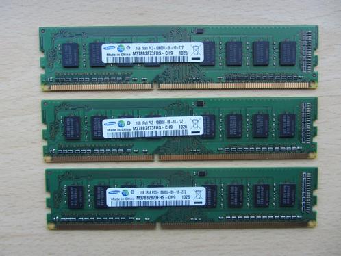 3x Samsung 1GB PC3-10600 DDR3-1333MHz non-ECC Unbuffered CL9, Computers en Software, RAM geheugen, Zo goed als nieuw, Desktop