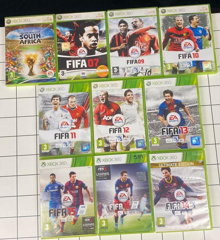FIFA Bundel – Xbox 360 Games – 10 Stuks – Meestal Compleet, Spelcomputers en Games, Games | Xbox 360, Zo goed als nieuw, Sport
