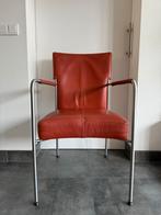 Zes Bert Plantagie eetkamerstoelen oranje/rood leer, Huis en Inrichting, Stoelen, Ophalen, Gebruikt, Leer, Vijf, Zes of meer stoelen