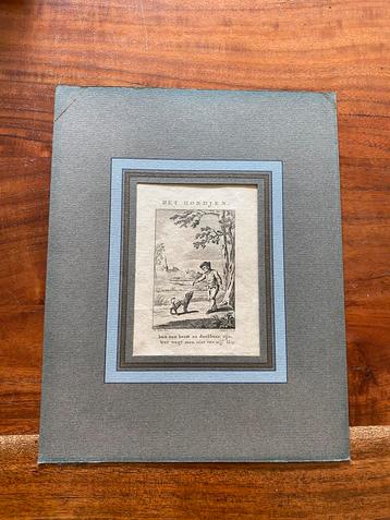 Hieronymus van Alphen. Het Hondjen. Gravure  Kleine Gedigten beschikbaar voor biedingen