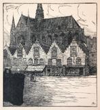 Albert Delstance (1870-1941) Houtsnede 'De Grote Markt te Ve, Ophalen of Verzenden