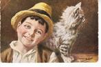 J.G.Gerstenhauer- Jongen met poes.  01-12, Verzamelen, Ophalen of Verzenden, Voor 1920, Gelopen, Kinderen