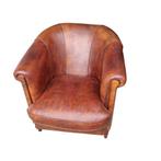 Schapenleren club fauteuil Kings Design + BEZORGING GRATIS, Gebruikt, ., Chesterfield, Ophalen of Verzenden