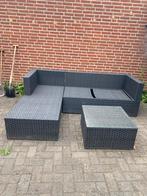 Wicker Loungeset met Tafel en Hocker, Tuin en Terras, Tuinsets en Loungesets, Ophalen, 4 zitplaatsen, Gebruikt, Loungeset