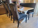 *ACTIE* Landelijke Eetkamerbank 180 cm + 3 Stoelen Victor, Huis en Inrichting, Stoelen, Nieuw, Ophalen of Verzenden, Landelijke eetkamerbank + eetkamerstoelen Victor Genova