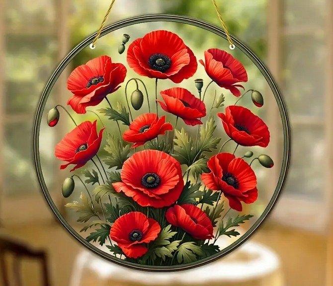 Raamhanger klaproos, Tuin en Terras, Tuinwanddecoratie, Nieuw, Verzenden