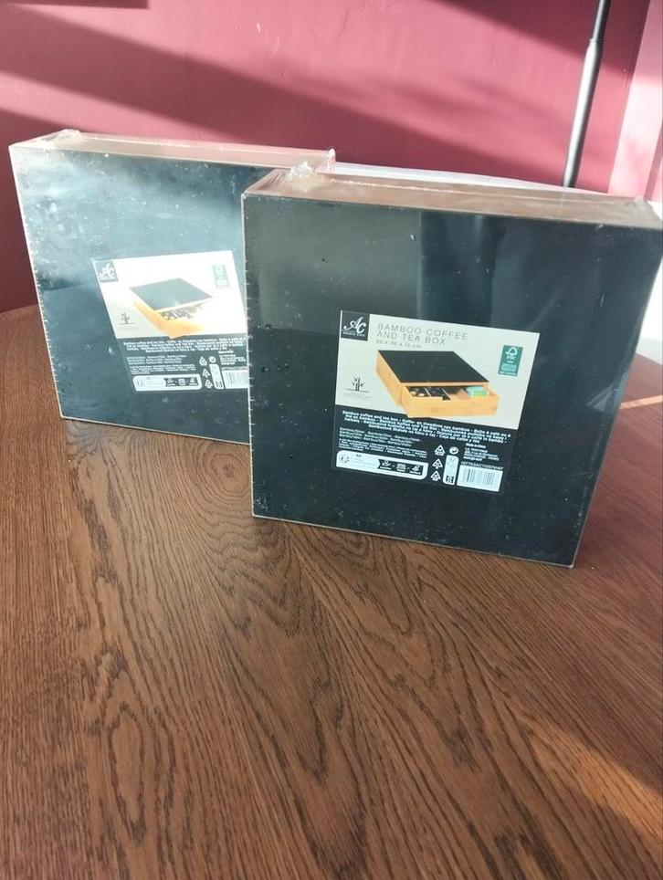 Bamboe Koffie- en Theedoos, Huis en Inrichting, Keuken | Keukenbenodigdheden, Nieuw, Ophalen of Verzenden