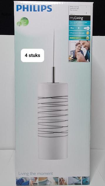 Philips hanglamp opaalwit glas met zwarte decoratie 4 st. beschikbaar voor biedingen