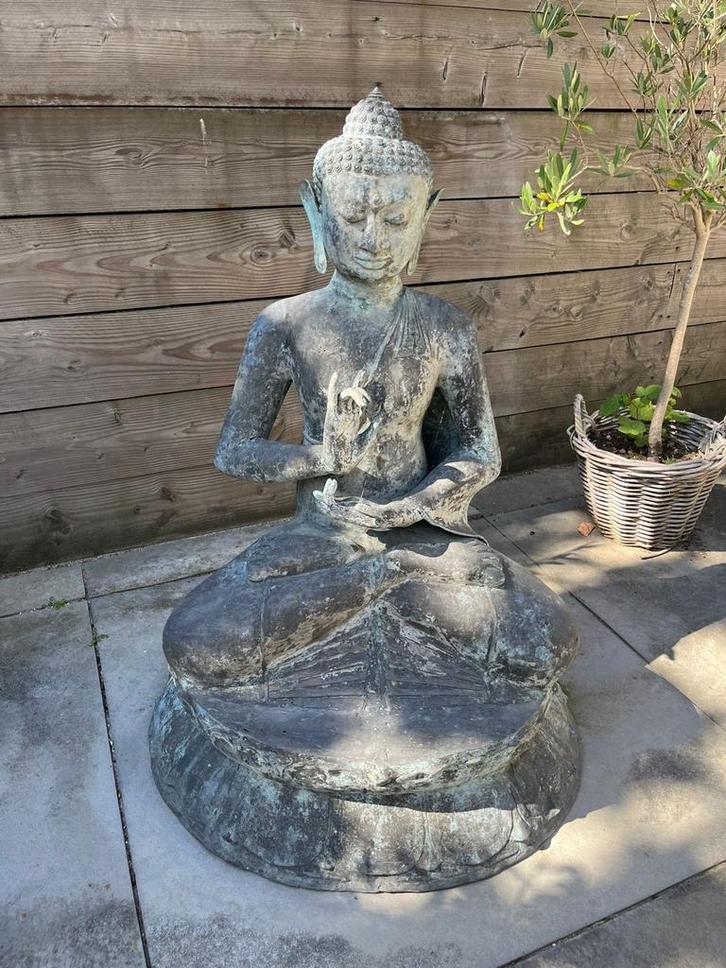 Groot bronzen Boeddha beeld – massief gietwerkk, Antiek en Kunst, Kunst | Beelden en Houtsnijwerken, Ophalen