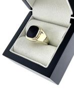 14 Karaat Gouden Heren Zegelring Onyx Klassiek Model, Gebruikt, -, 19 tot 20, Occasion sieraad