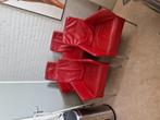 Rode leren stoelen 4 stuks., Huis en Inrichting, Stoelen, Ophalen of Verzenden, Gebruikt, Rood, Leer