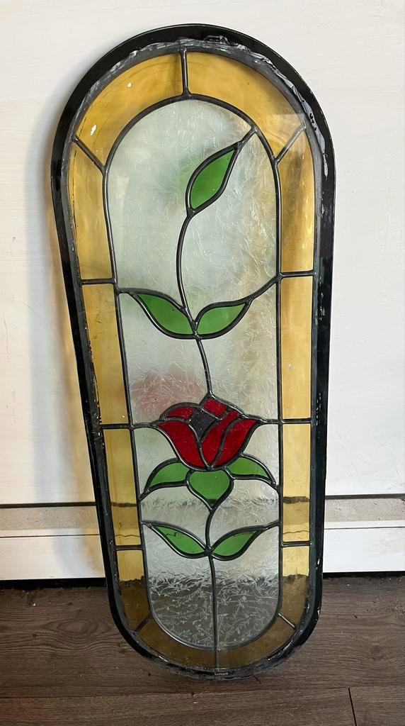Glas in Lood Roos, Antiek en Kunst, Antiek | Glas en Kristal, Ophalen