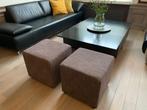 2  x mooie poef / hocker , bruine stof, Ophalen, Minder dan 50 cm, Vierkant, Minder dan 50 cm