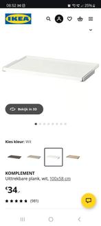 IKEA Komplement uittrekbare plank wit 100x58 cm, Ophalen, Zo goed als nieuw