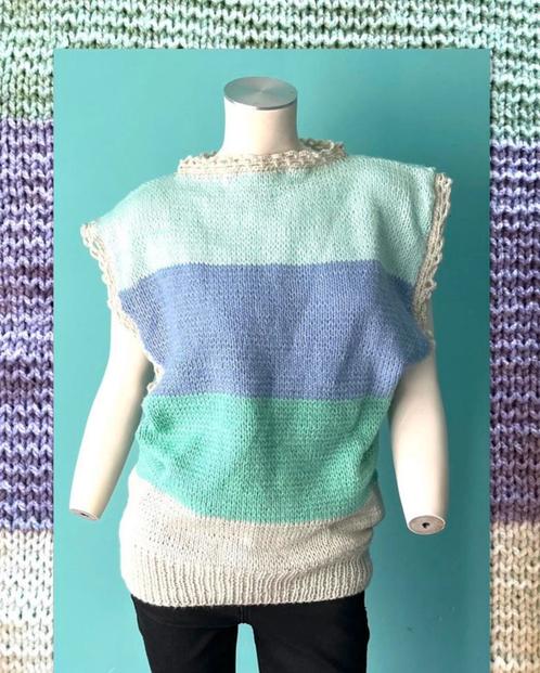 Vintage jaren 70 gebreid/gehaakt truitje pastel maat XL, Kleding | Dames, Truien en Vesten, Gedragen, Maat 46/48 (XL) of groter