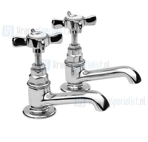 Horton & Studley paar fonteinkranen warm en koud Chroom, Doe-het-zelf en Verbouw, Sanitair, Nieuw, Kraan, Chroom, Verzenden