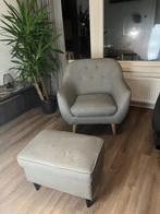 Armstoel met Voetenbank - Gebruikt, Ophalen of Verzenden, Gebruikt, Stof, 75 tot 100 cm