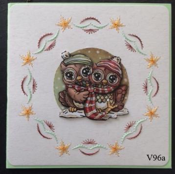 geborduurde kaarten kerst 4 wintergroet vos uil beschikbaar voor biedingen