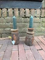 Vintage Kaars Potjes Houders Set, Ophalen, Gebruikt, Bruin, Hout