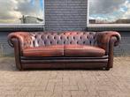 Stoere Chesterfield bank bruin gevlamd, Huis en Inrichting, Banken | Voetenbanken en Poefen, Gebruikt, 125 cm of meer, Leer, Ophalen of Verzenden