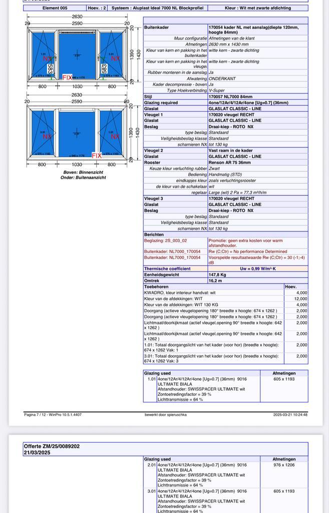 Nieuw Kozijn met Ventilatierooster, Doe-het-zelf en Verbouw, Glas en Ramen, Nieuw, Gevelraam of Ruit, 120 tot 160 cm, 160 cm of meer