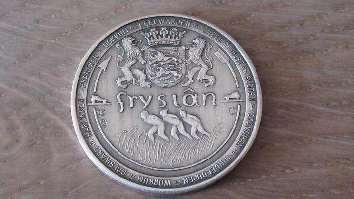 Zilveren elfsteden penning 14/e elfstedentocht 26 feb 1986, Postzegels en Munten, Penningen en Medailles, Zilver, Ophalen of Verzenden