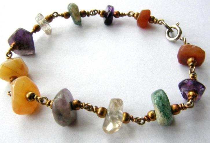 Prachtige Edelstenen Armband, Sieraden, Tassen en Uiterlijk, Armbanden, Zo goed als nieuw, Staal, Overige kleuren, Met edelsteen